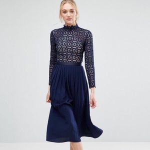 Little Mistress Pleated Dress Blue